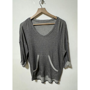 Nation Ltd. | Waffle Knit Scoop Neck 3/4 Sleeves Relaxed Fit Thermal Top, Size S